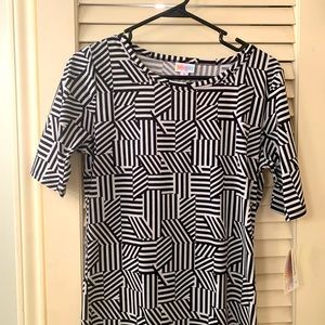 Brand New Lula Roe Med Black and White Striped shirt